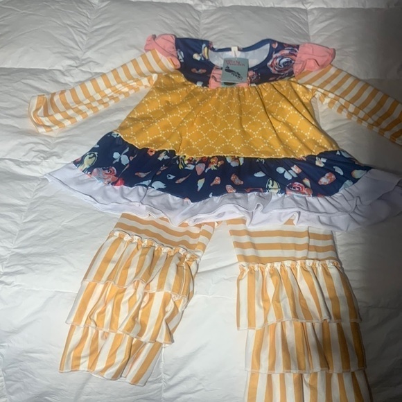 NWT size 18-24 no romper cute like Matilda Jane cotton with spandex blue yellow - Picture 1 of 8